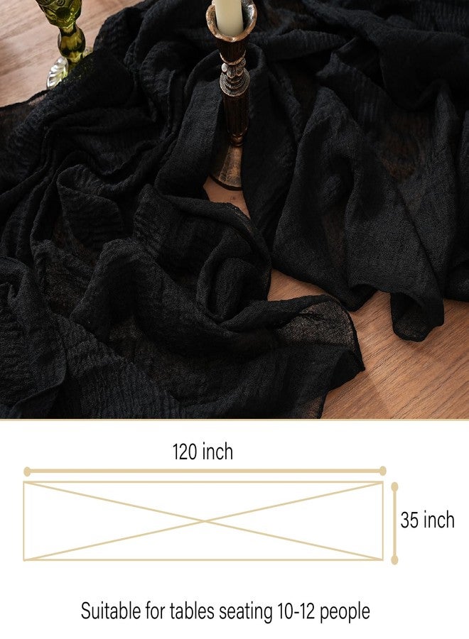 RRBXIA 1Pcs Cheesecloth Table Runner Black 10FT Boho Gauze Cheese Cloth Table Runners 120 Inches Long Rustic Sheer for Centerpiece Home Party Christmas Wedding Baby Shower Spring Easter Decor - Image 2