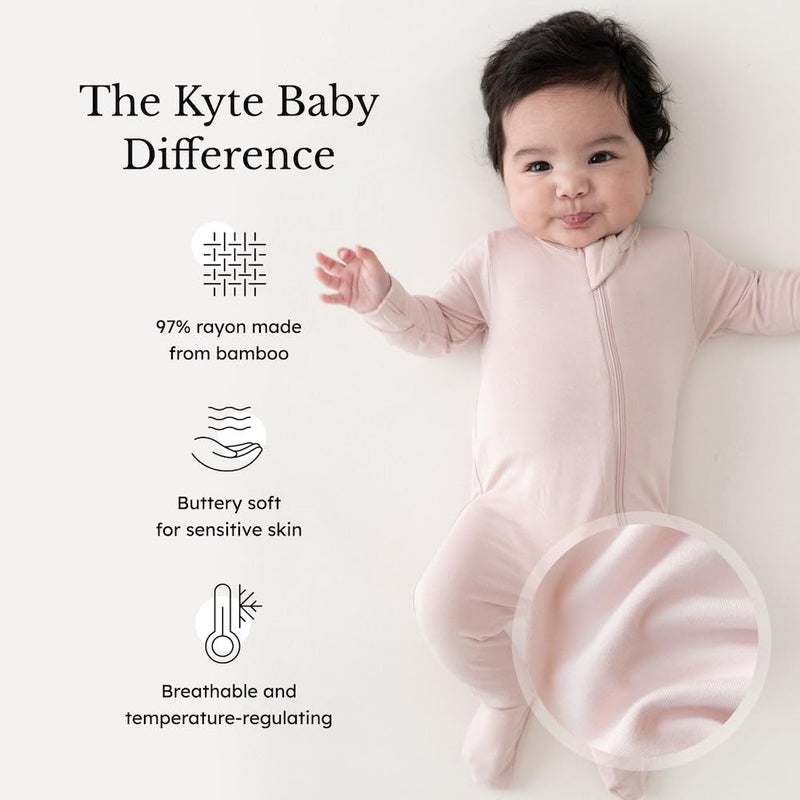 KYTE BABY Unisex Zipper Closure Footies, Rayon Made From Bamboo (3-6 Months, Blush) - Image 2