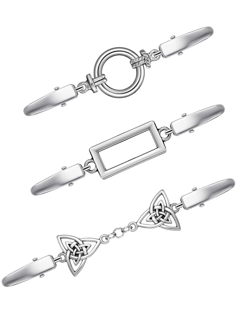 Jetec 3 Pcs Vintage Sweater Clips Shirt Dress Cinch Clips Cardigan Shawl Brooches Waist Cincher Decor for Women(Silver,Formal Style) - Image 1