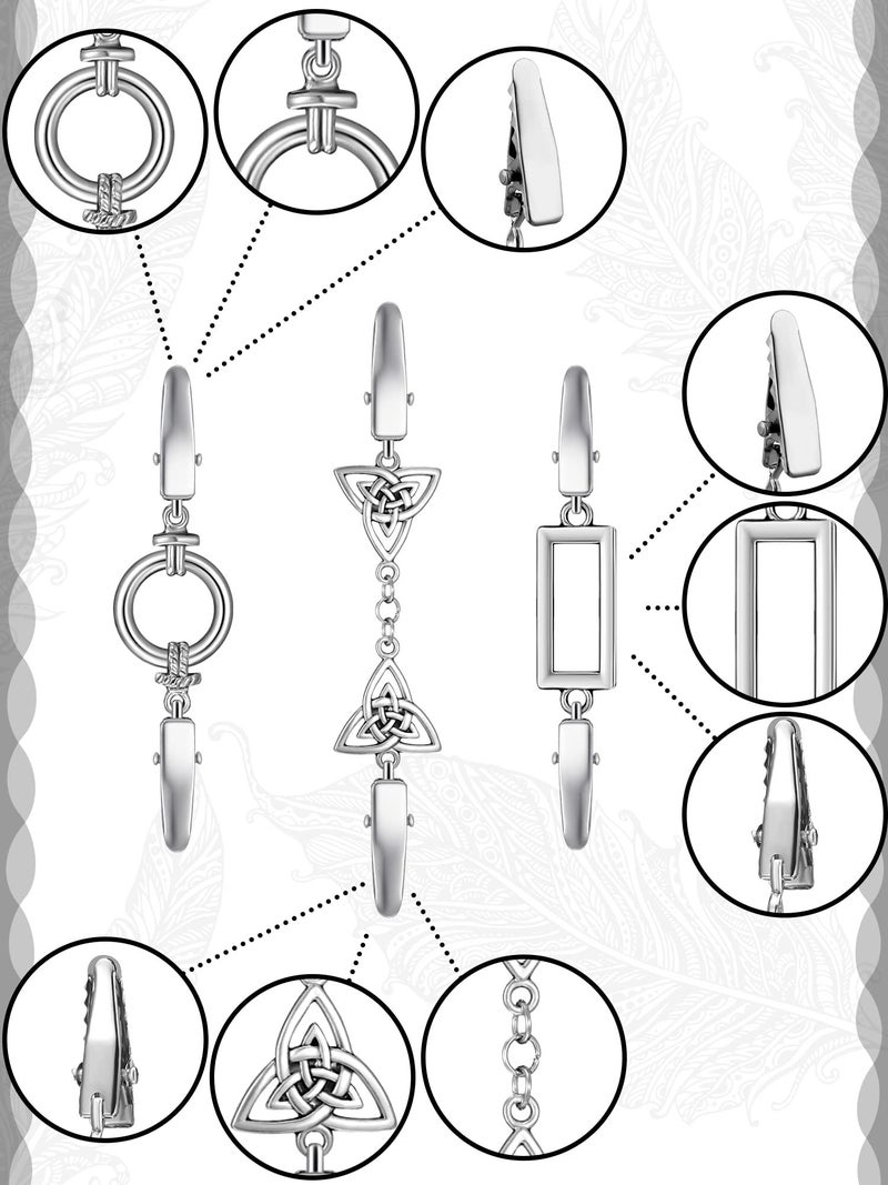 Jetec 3 Pcs Vintage Sweater Clips Shirt Dress Cinch Clips Cardigan Shawl Brooches Waist Cincher Decor for Women(Silver,Formal Style) - Image 5