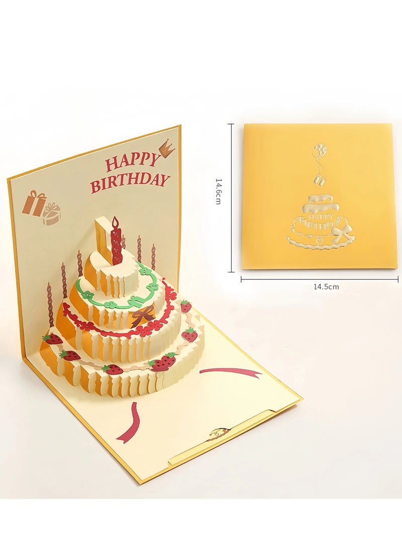 Beauty 3D Pop up Card with Envelopes, Pop Up Birthday Cards,Laser Cut Greeting Paper Cards for Men, Women, Boys, Girls and Kids (yellow)  - Image 1