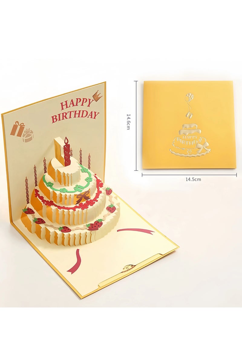 Beauty 3D Pop up Card with Envelopes, Pop Up Birthday Cards,Laser Cut Greeting Paper Cards for Men, Women, Boys, Girls and Kids (yellow) - Image 3
