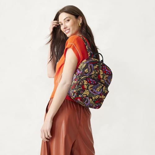 Vera Bradley Women's Premium Cotton Small Banbury Backpack, Midnight Garden Paisley, One Size - Image 2