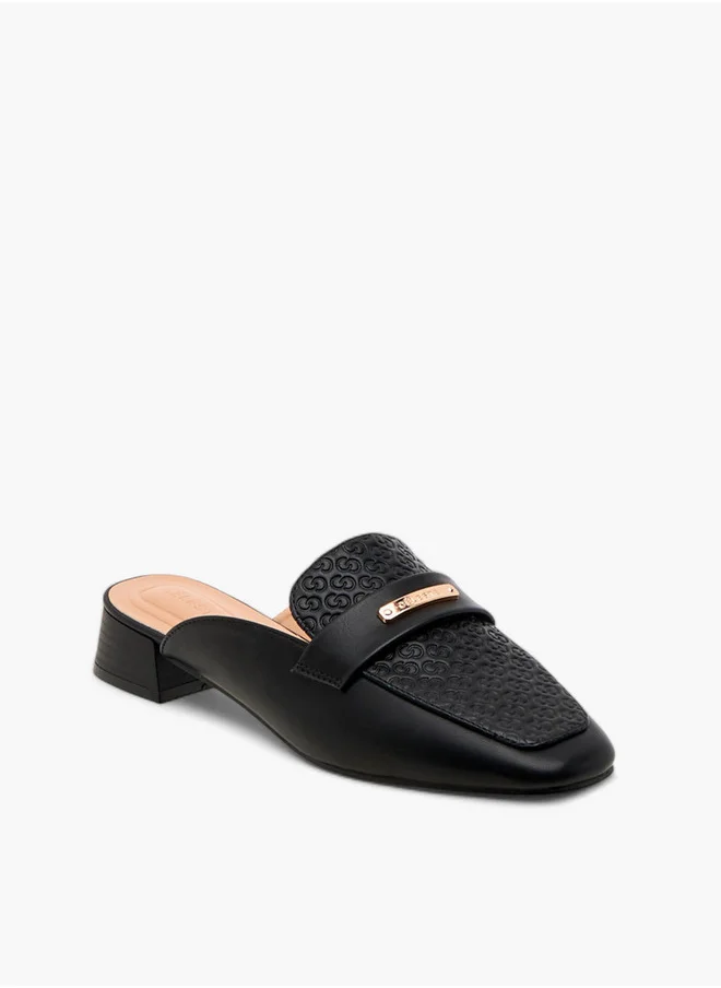 سيليست Women's Monogram Embossed Slip-On Mules with Block Heels