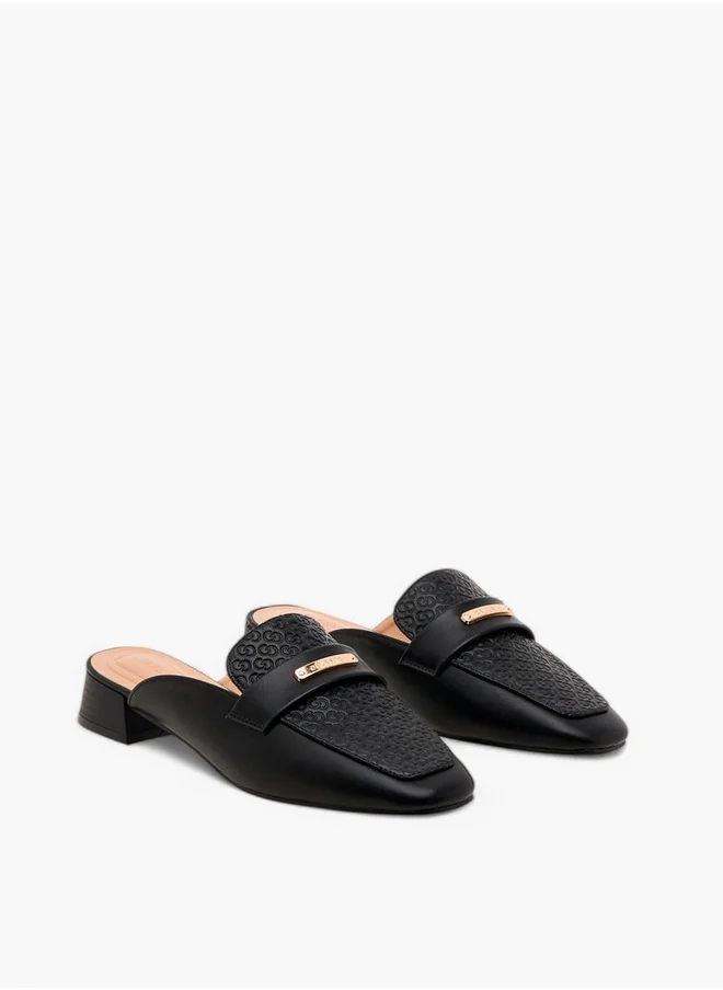 سيليست Women's Monogram Embossed Slip-On Mules with Block Heels