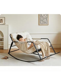 Arabest Oversized Rocking Chair, Casual Side Armchair, Comfortable Lunch Break Thick Technical Cloth Cushion, Steel Legs, Suitable for Living Room, Bedroom and Balcony Beige  - Image 1