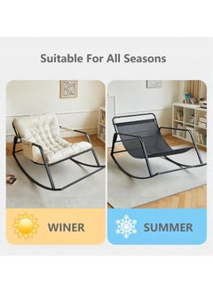 Arabest Oversized Rocking Chair, Casual Side Armchair, Comfortable Lunch Break Thick Technical Cloth Cushion, Steel Legs, Suitable for Living Room, Bedroom and Balcony Beige  - Image 4