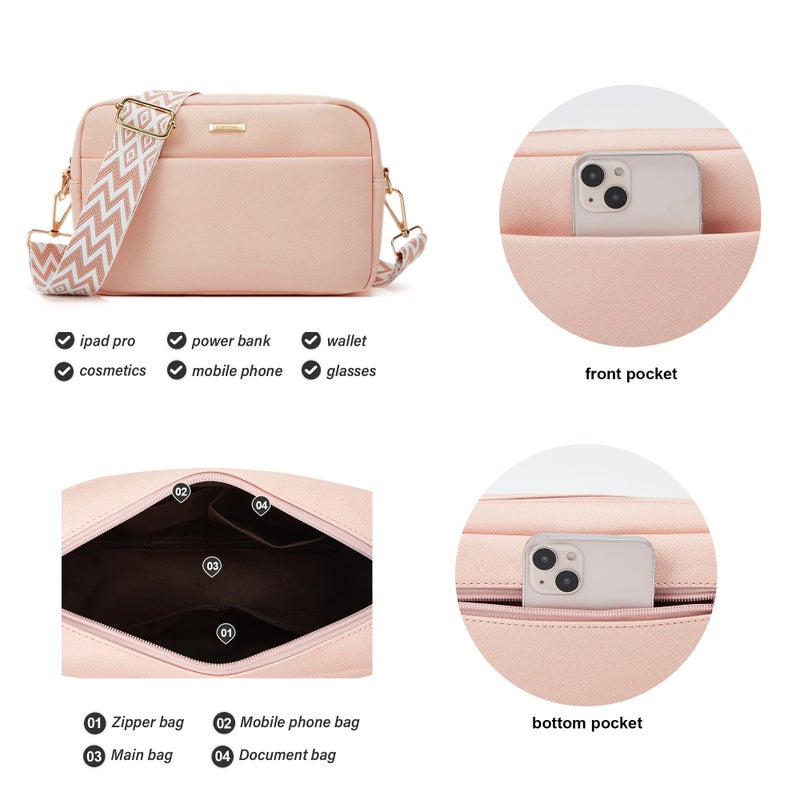 Lovematch Women Fashion Synthetic Leather Handbags Tote Bag Shoulder Bag Top Handle Satchel Purse Set 4pcs - Image 5