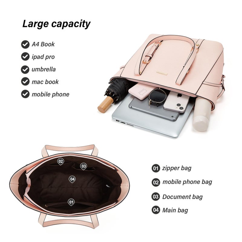Lovematch Women Fashion Synthetic Leather Handbags Tote Bag Shoulder Bag Top Handle Satchel Purse Set 4pcs - Image 4