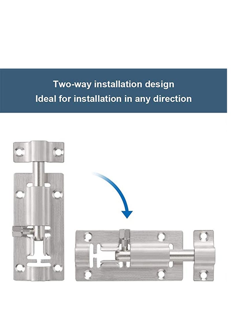 KASTWAVE - 2 Pack Door Security Slide Latch Lock, Keyless Entry Door Lock, Thickened Stainless Steel Sliding Door Lock, Easy to Install Gate, Slide Latch Lock with Screws - Image 1