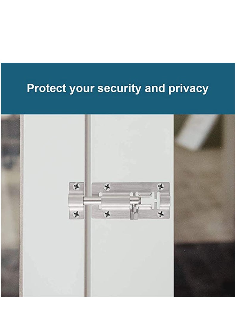 KASTWAVE - 2 Pack Door Security Slide Latch Lock, Keyless Entry Door Lock, Thickened Stainless Steel Sliding Door Lock, Easy to Install Gate, Slide Latch Lock with Screws - Image 1