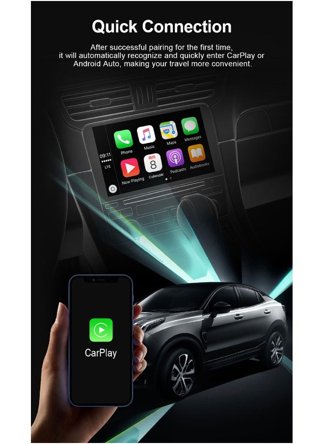 Generic - 2-in-1 Smart Car Box Wireless Carplay & Android Auto Adapter, Convert Factory Wired to Wireless Dongle Cars for iPhone & Android, Plug & Play, 5GHz WiFi & Bluetooth 5.0, for iOS 10+ & Android 11+ - Image 1