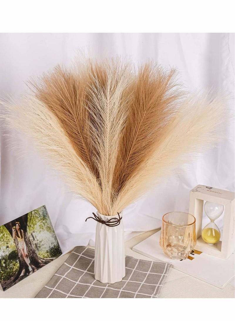 Captaintech Pampas Grass Decor Tall-Faux Artificial Dried Pampas Grass Large flower bouquet 18”-8 Pcs Beige white &Taupe Brown Fake Pampas Grass fall floor Vase-Pompas Floral-Pompous Grass Boho Home Decor - Image 3
