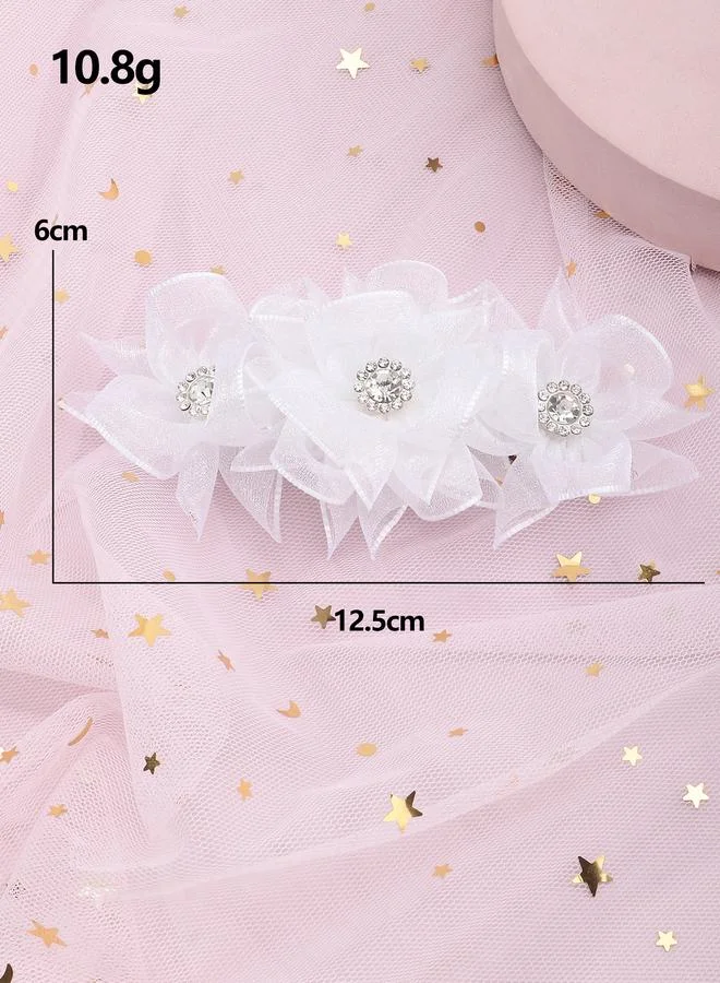 Take Two  Girls White Rhinestones Embellished Floral Hair Clip for Women | Best Price UAE