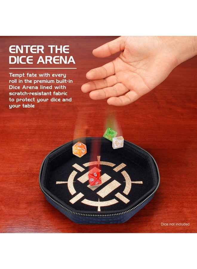 إنهانس ENHANCE DND علبة النرد وعلبة النرد - حامل نرد DND من Collector's Edition لما يصل إلى 150 نرد D & D مع مظهر خارجي متين وداخلي واقي - صينية دحرجة النرد مثالية لليلة اللعبة (أزرق التنين) - Image 4