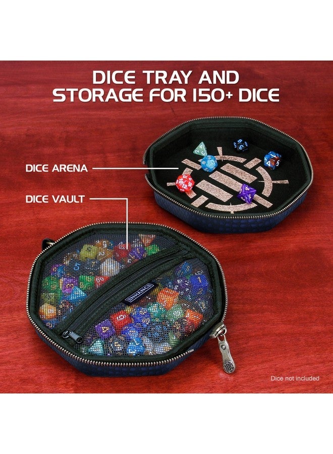 إنهانس ENHANCE DND علبة النرد وعلبة النرد - حامل نرد DND من Collector's Edition لما يصل إلى 150 نرد D & D مع مظهر خارجي متين وداخلي واقي - صينية دحرجة النرد مثالية لليلة اللعبة (أزرق التنين) - Image 2