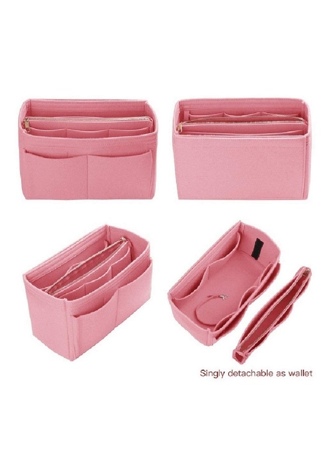 Purse Organizer Insert for Handbags Felt Bag Tote Shaper With Zippers Thicken and Portable Handbag in Speedy Neverfull Pink - Image 4