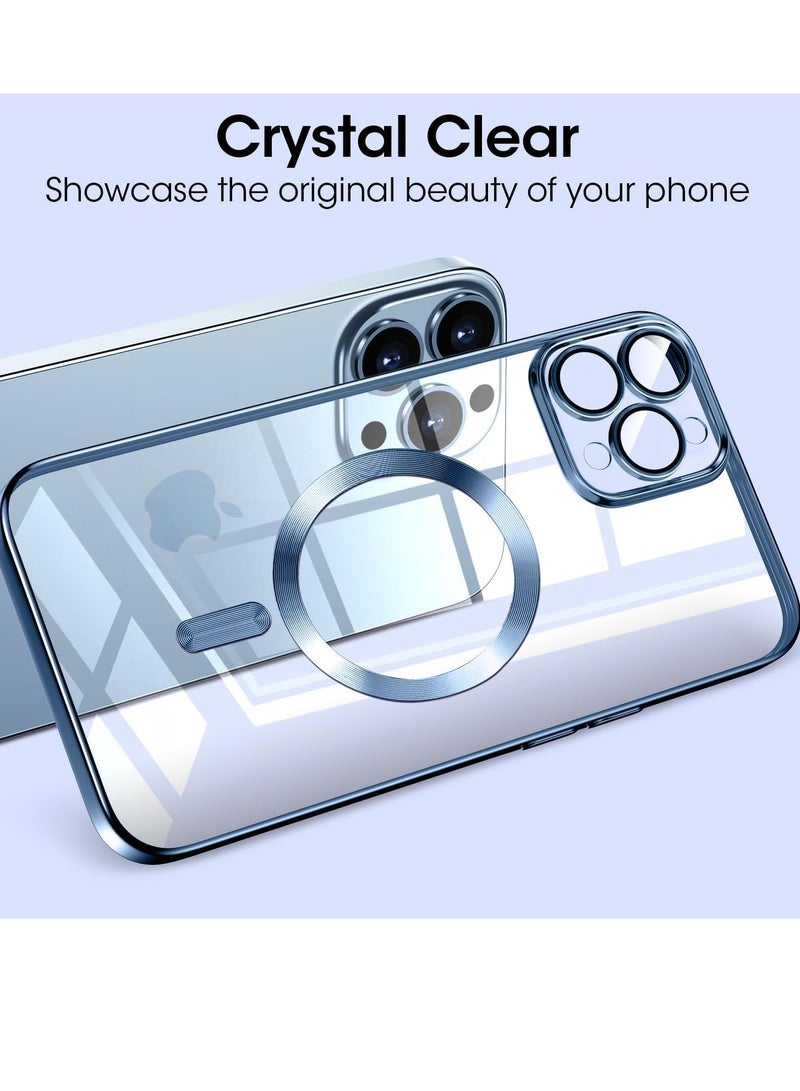 إلترازون Magnetic Case for iPhone 15 Pro Max with Camera Lens Protector, Full Body Protective Slim Thin Transparent Phone Case Cover for iPhone 15 Pro Max 6.7 Inch (Blue) - Image 4