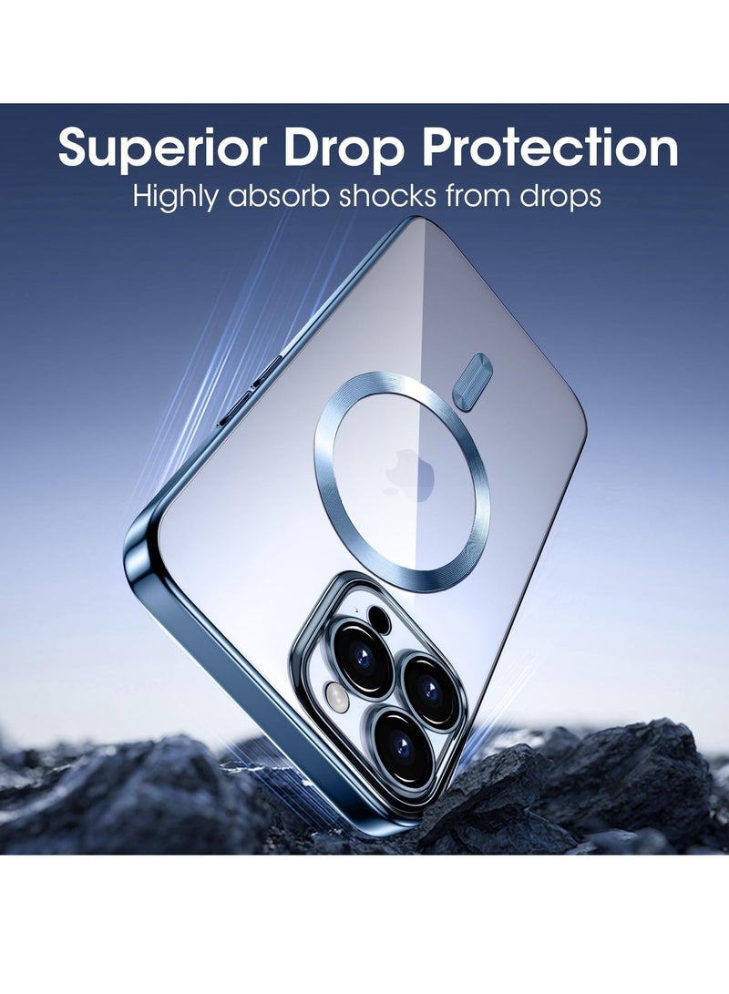 إلترازون Magnetic Case for iPhone 15 Pro Max with Camera Lens Protector, Full Body Protective Slim Thin Transparent Phone Case Cover for iPhone 15 Pro Max 6.7 Inch (Blue) - Image 5
