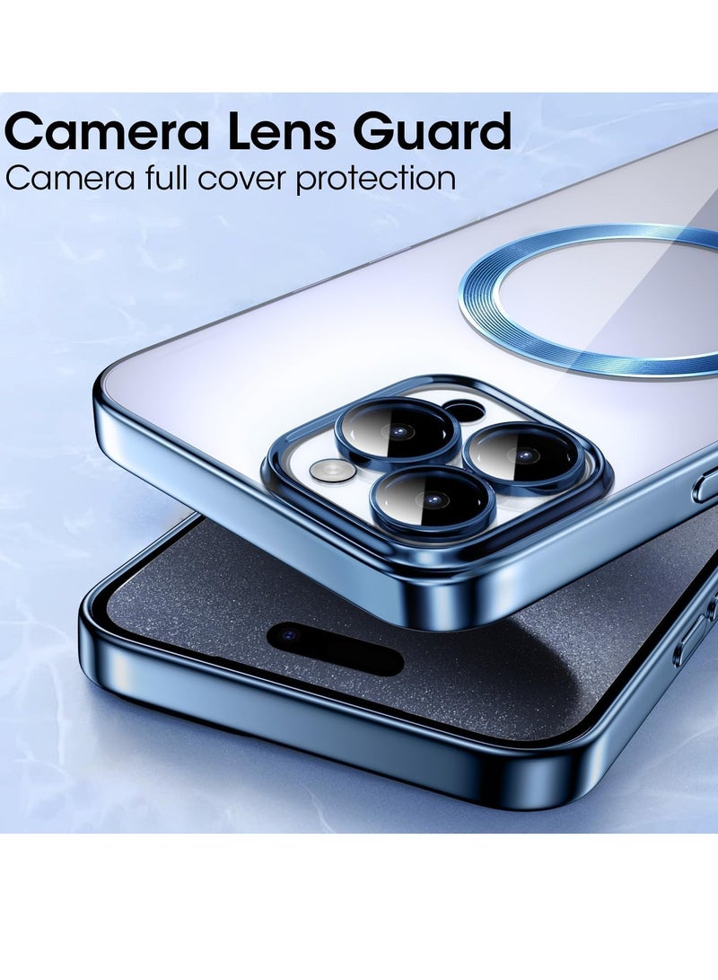 إلترازون Magnetic Case for iPhone 15 Pro Max with Camera Lens Protector, Full Body Protective Slim Thin Transparent Phone Case Cover for iPhone 15 Pro Max 6.7 Inch (Blue) - Image 2