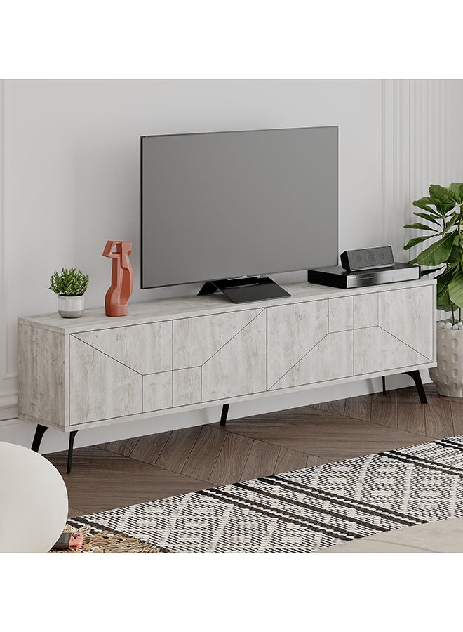 Mourah Home Dune Tv Stand Up To 70 Inches Tvs | Modern Tv Cabinet 4Door | Modern Tv Units For Living Room | Storage Cabinet | 180X29.6X50 Cm (Ancient White)  - Image 2