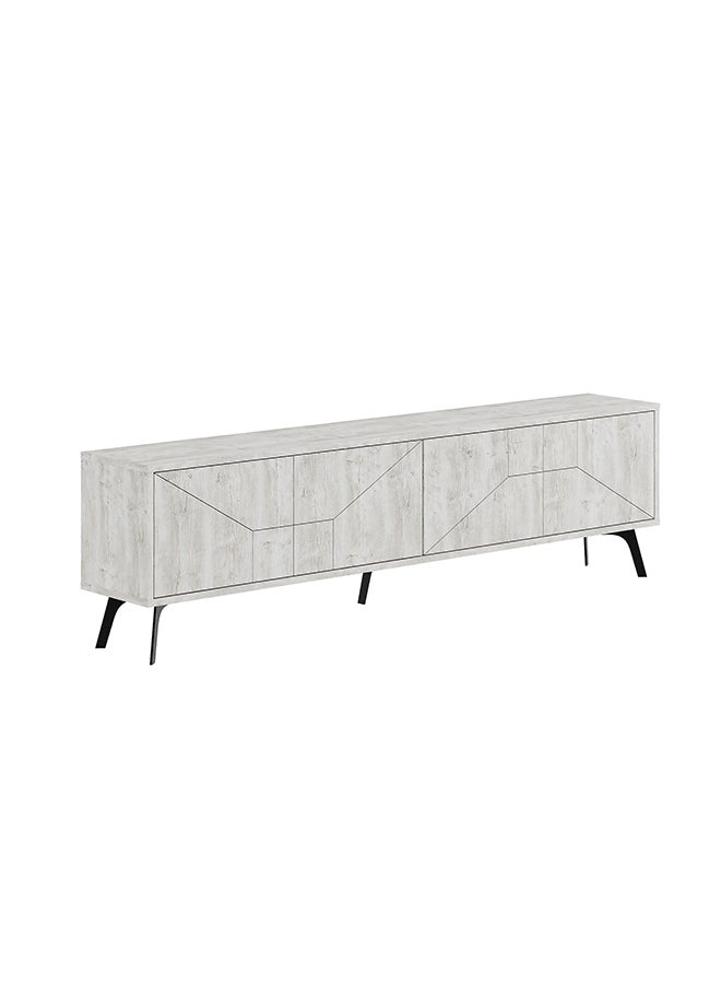 Mourah Home Dune Tv Stand Up To 70 Inches Tvs | Modern Tv Cabinet 4Door | Modern Tv Units For Living Room | Storage Cabinet | 180X29.6X50 Cm (Ancient White)  - Image 3