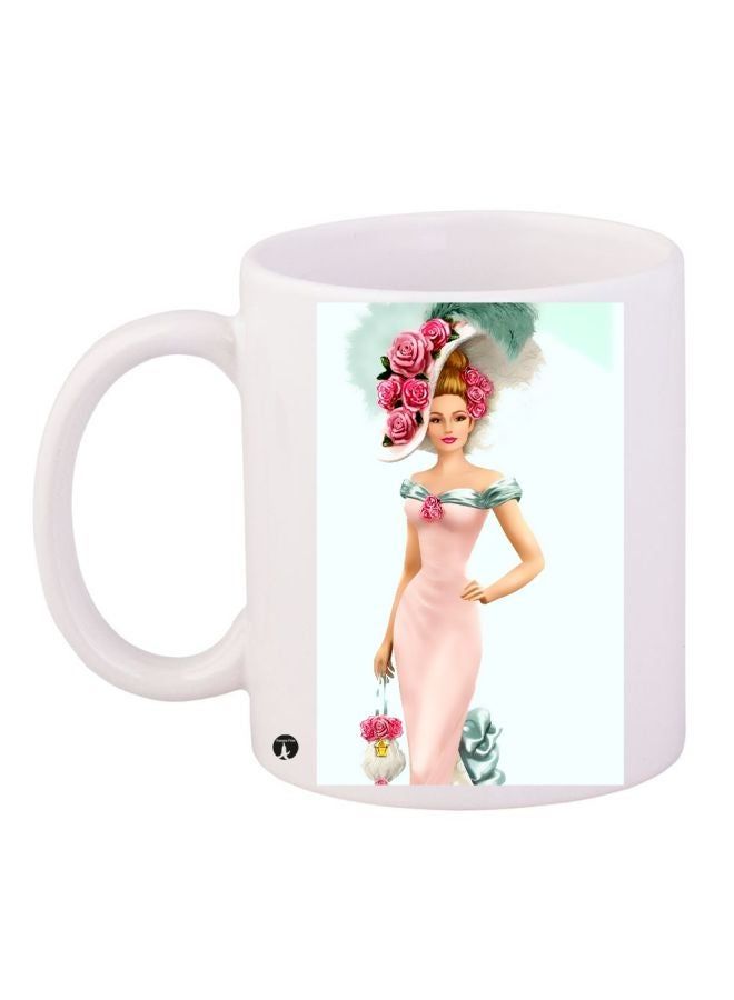 RKN Anime Girl Printed Coffee Mug White/Pink/Beige 11ounce - Image 2