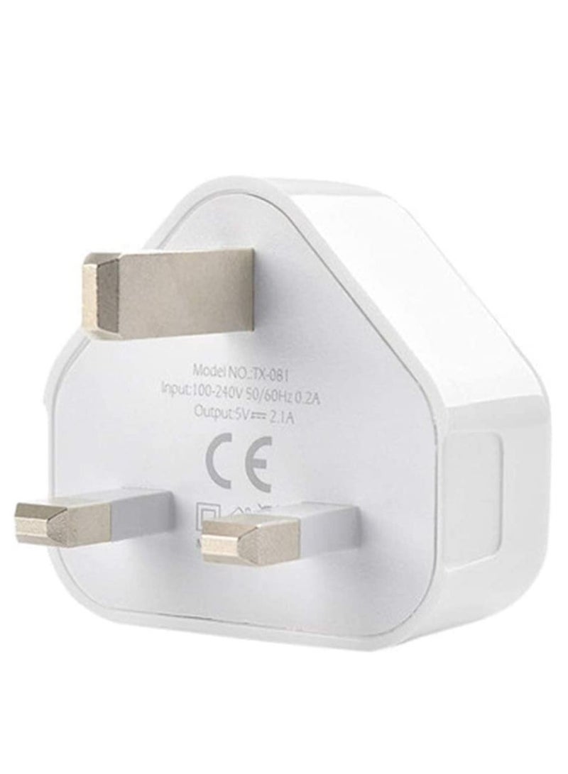 HRX UK Plug 3-Pin Adapter Charger USB Ports (White) - Image 4