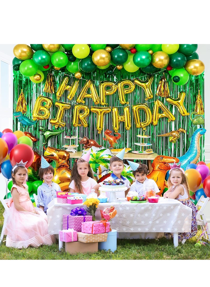 Excefore Dinosaur Party Decorations, 113 Pcs Dinosaur Birthday Party Supplies with Dinosaurs Balloons, Happy Birthday Balloons, Curtains, Dinosaur Theme Party for Kids Girls Boys Baby Shower Celebration - Image 5