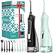 COSLUS 2 Pack Cordless Water Flosser with Elegant Packaging for Teeth, Braces, Gums Care - Easy to Use, Rechargeable, Waterproof, Portable for Travel, BPA-Free, Black & Green, C20(F5020E) - Image 2