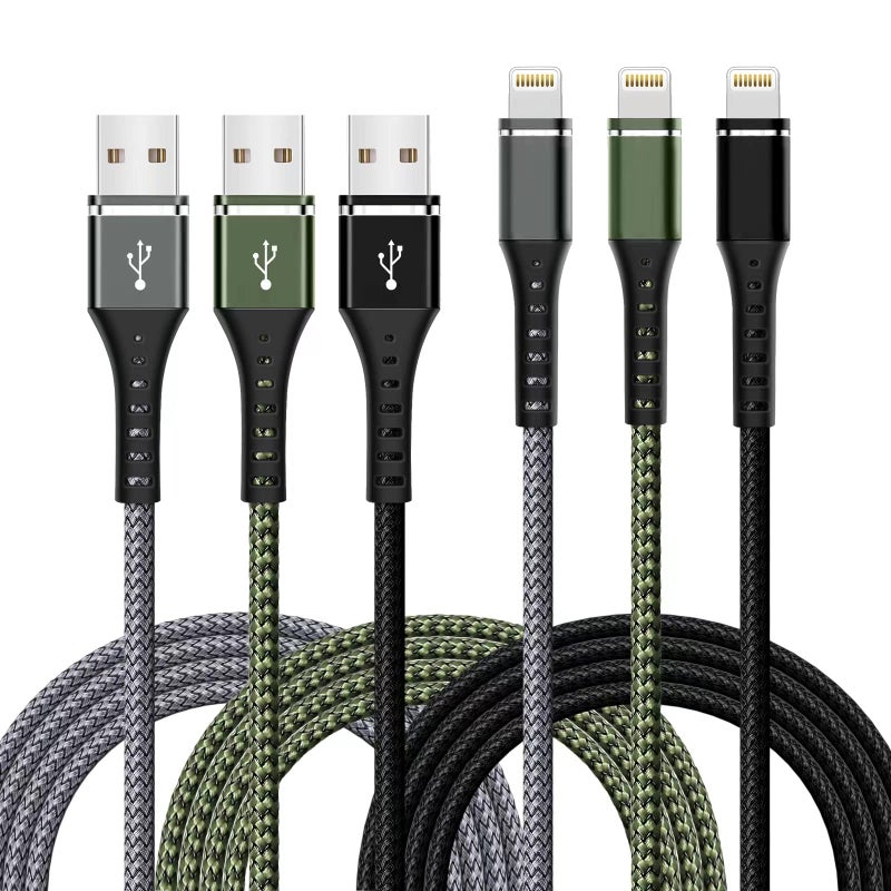 DFLASHS iPhone Charger [Apple MFi Certified] 3-Pack 6FT Lightning Cable Nylon Braided Fast Charging iPhone Charger Long Cord Compatible with iPhone 14 13 12 11 Pro Max XR XS X 8 7 6 Plus SE and More 6FT - Image 1