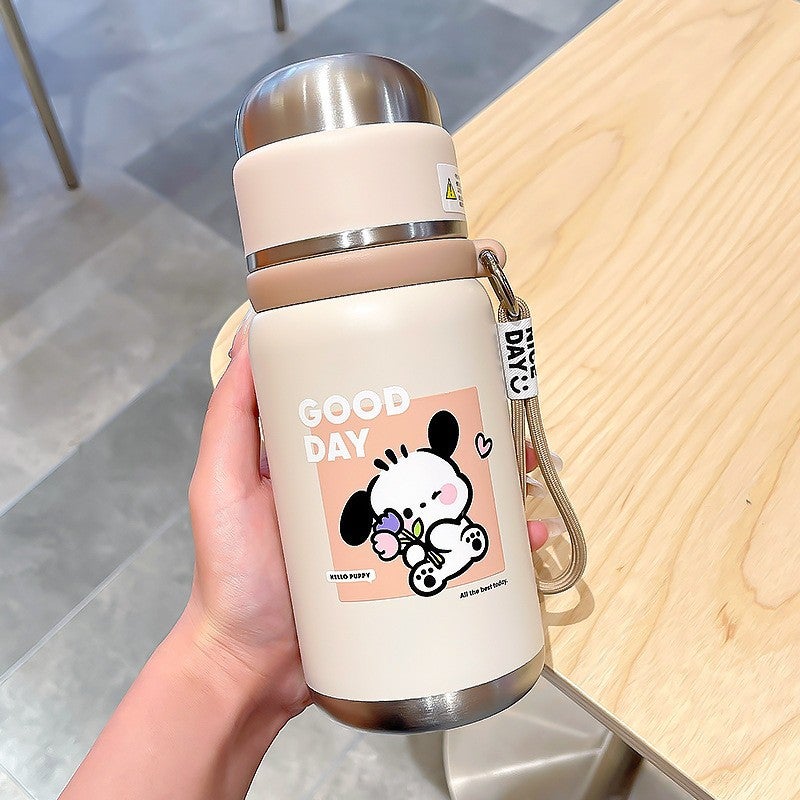 Cute Cartoon Dog Thermo Mug 316 Stainless Steel Tea Infuser Brown--luck dog
