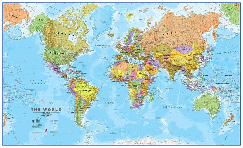 Maps International خريطة عالمية عملاقة من مابس إنترناشيونال - خريطة مميزة للعالم - تغليف أمامي - 48 x 78 - Image 1