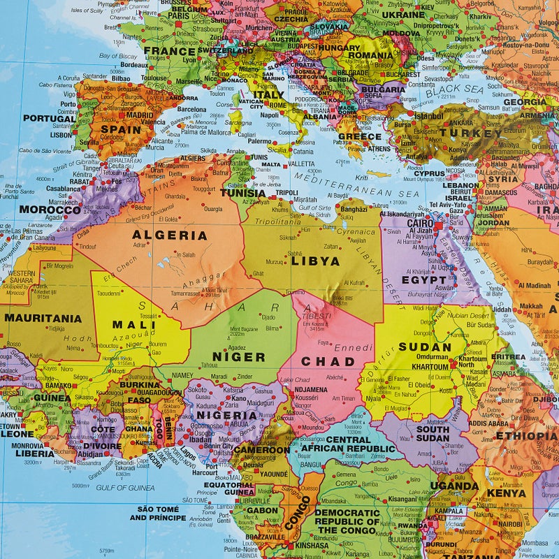 Maps International خريطة عالمية عملاقة من مابس إنترناشيونال - خريطة مميزة للعالم - تغليف أمامي - 48 x 78 - Image 3