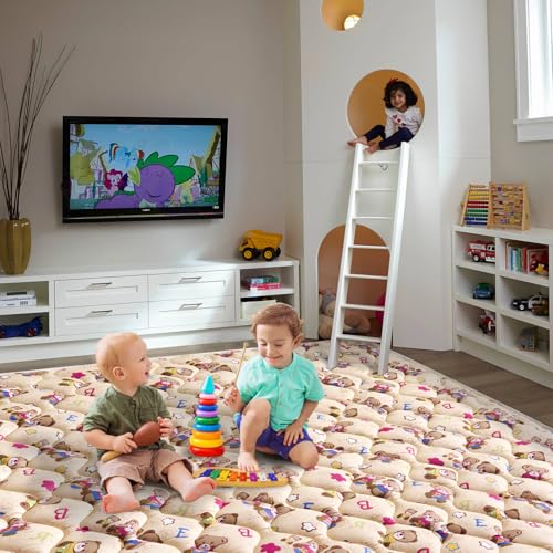 Vibe bear Baby Play Mat - 79" X 71",Premium Thicker Foam One-Piece Crawling Mat, Machine Washable, Extra Large Anti-Slip Activity Playmat for Babies, Toddlers & Infants - Image 5
