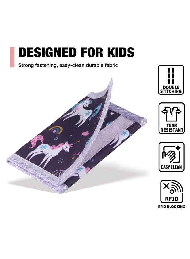 Lamumu Kids Wallets for Boys & Girls, Toddler to Teen with Magic Sticker, RFID Nylon/Canvas Wallet with Coin Pocket, Dreamy Unicorn Purple, 0.4 x 3.15 x 4.85 inches, Classic - Image 3