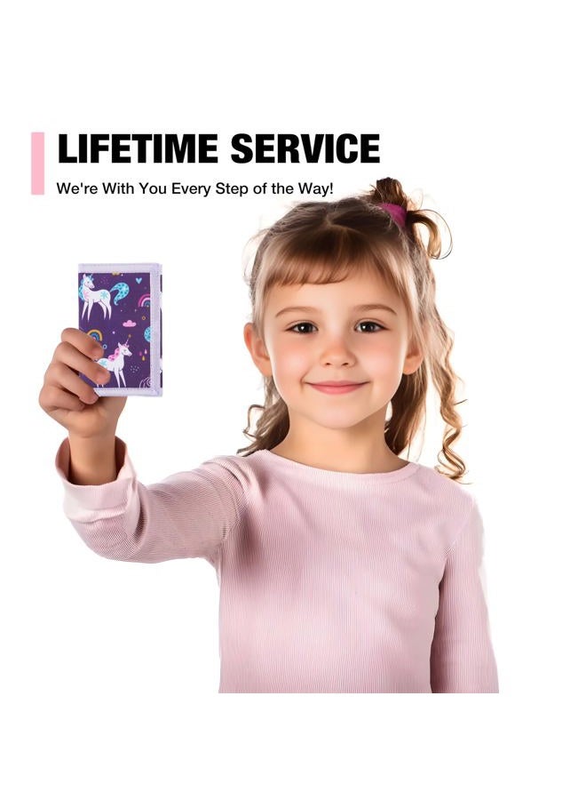 Lamumu Kids Wallets for Boys & Girls, Toddler to Teen with Magic Sticker, RFID Nylon/Canvas Wallet with Coin Pocket, Dreamy Unicorn Purple, 0.4 x 3.15 x 4.85 inches, Classic - Image 5