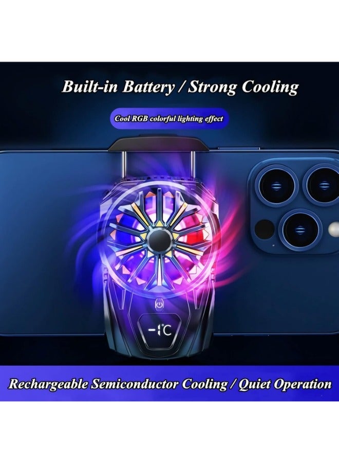 Loquat Mobile Phone Cooler for Gaming, Cell Phone Cooling Fan for iPhone Samsung Moto, Mobile Phone Cooler for Games and Movies, LED Temperature Display/USB Powered - Image 3