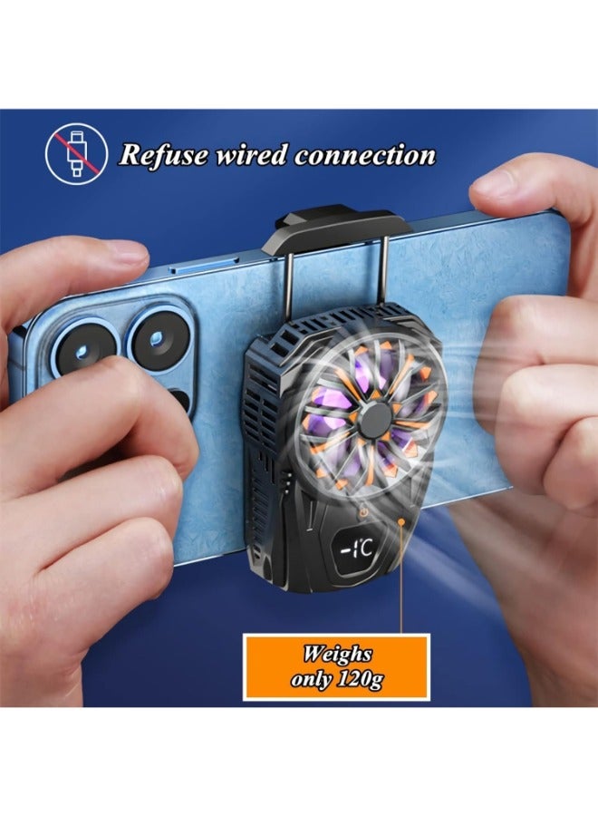 Loquat Mobile Phone Cooler for Gaming, Cell Phone Cooling Fan for iPhone Samsung Moto, Mobile Phone Cooler for Games and Movies, LED Temperature Display/USB Powered - Image 1