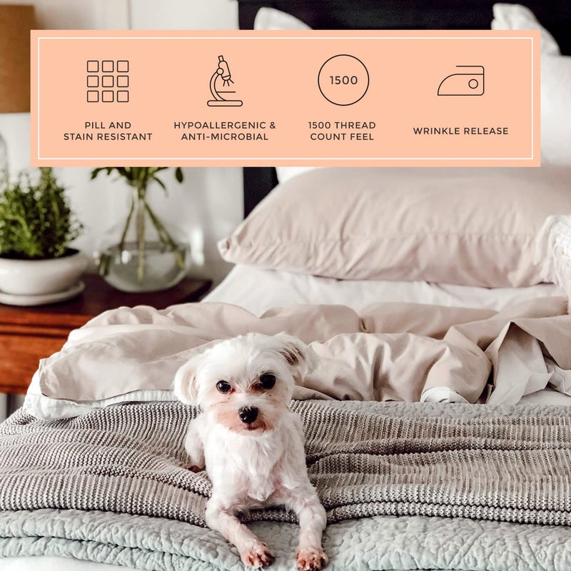 PeachSkinSheets مجموعة ورقة الخمول المحمصة المحمص - مستوى 1500TC من النعومة - أوراق تبريد ناعمة إضافية للنوم الساخن والتعرق الليلي - XL بالحجم الكامل  - Image 4