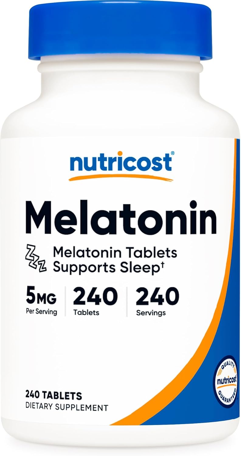 Nutricost Melatonin 5mg 240 Tablets  5mg Per Serving NonGMO Gluten Free - Image 1