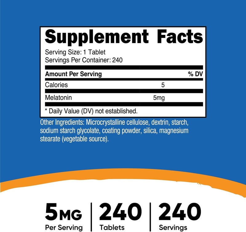 Nutricost Melatonin 5mg 240 Tablets  5mg Per Serving NonGMO Gluten Free - Image 2