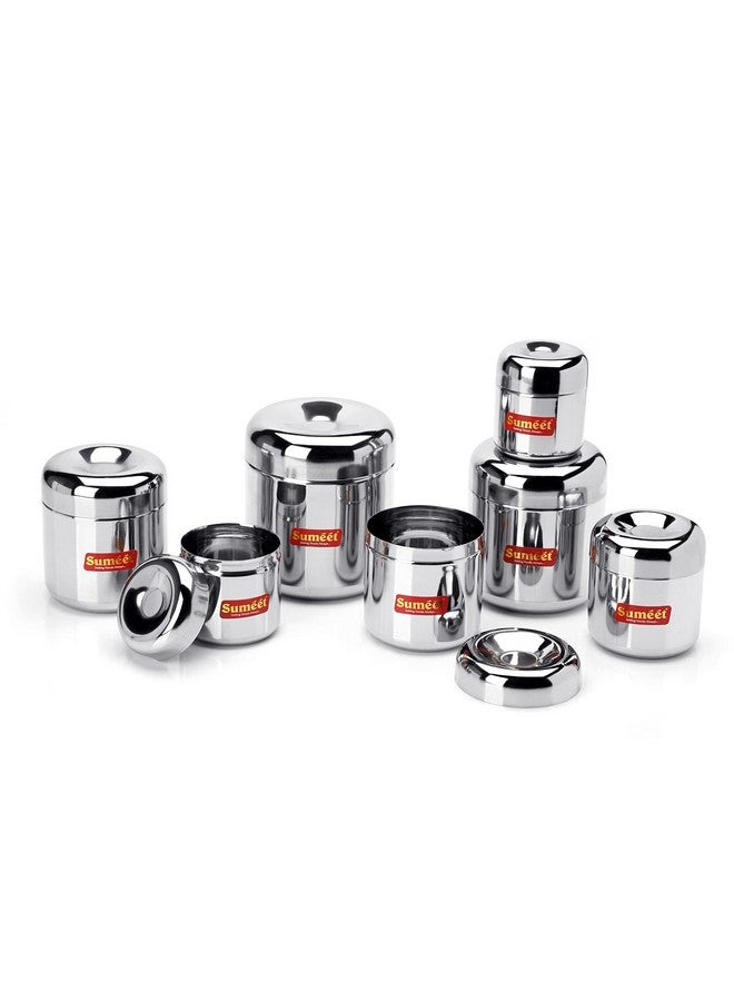 Sumeet Stainless Steel Vertical Utility Canisters/Ubha Dabba/Storage Containers Set Of 7Pc (125Ml,160Ml,200Ml,280Ml,320Ml,500Ml,650Ml) Black - Image 2