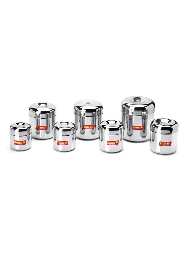 Sumeet Stainless Steel Vertical Utility Canisters/Ubha Dabba/Storage Containers Set Of 7Pc (125Ml,160Ml,200Ml,280Ml,320Ml,500Ml,650Ml) Black - Image 1