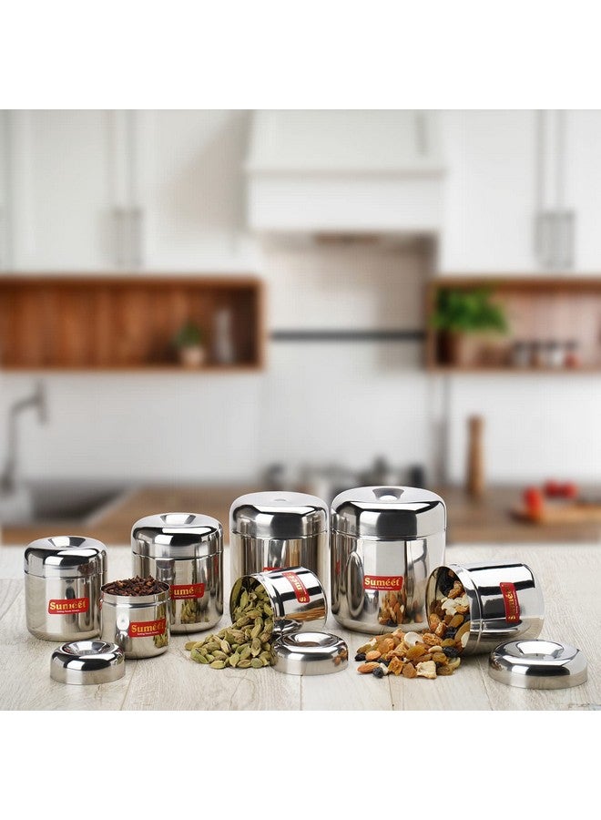 Sumeet Stainless Steel Vertical Utility Canisters/Ubha Dabba/Storage Containers Set Of 7Pc (125Ml,160Ml,200Ml,280Ml,320Ml,500Ml,650Ml) Black - Image 3
