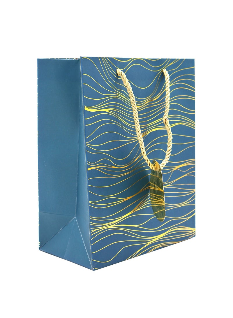 Ideal Pack Dark Blue Gift Paper Bags 18x23x10 cm – Pack of 10 | Premium Recyclable Kraft Gift Bags with Handles | Stylish Eco-Friendly Shopping Bags for Birthdays, Weddings, Retail & Events - Image 1