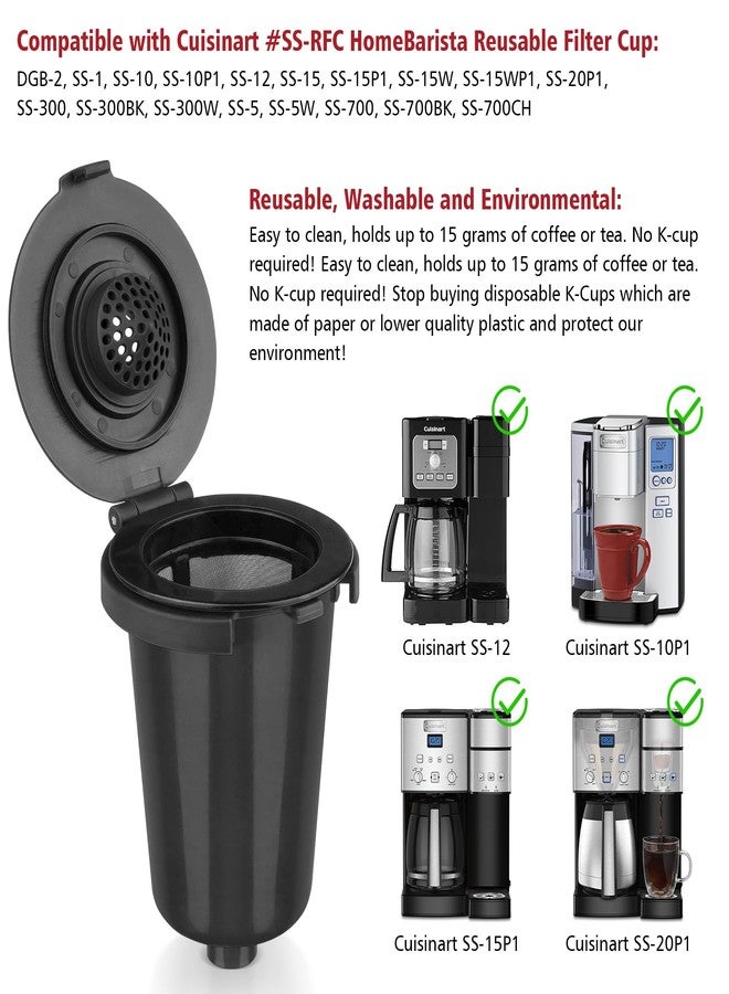 FOTRIC Newly upgraded Reusable Filter Cup for Cuisinart, Compatible with Cuisinart #SS-RFC HomeBarista Reusable Filter Cup, Black (2 Pack) - Image 3