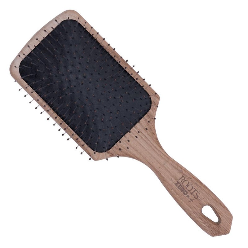 Roots Zero Tangle Hair Brush Designed with Wooden Print Damage Free Soft Bristle Everyday Use Wet and Dry Hair for Men and Women RZTPWDB - Image 1