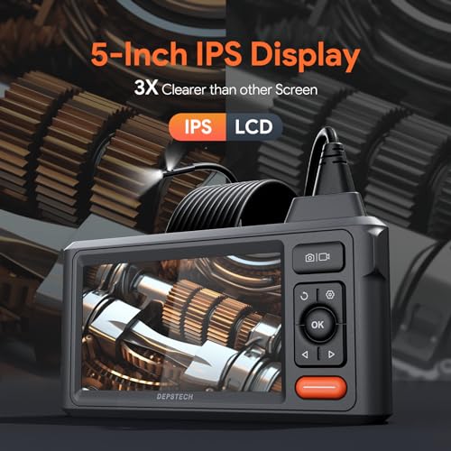 DEPSTECH Dual-Lens Endoscope Camera with Light, DEPSTECH 1080P HD Borescope with 5" IPS Screen, 16.5FT Flexible Sewer Plumbing Snake Camera, Cool Gadgets for Men, Women - Image 2