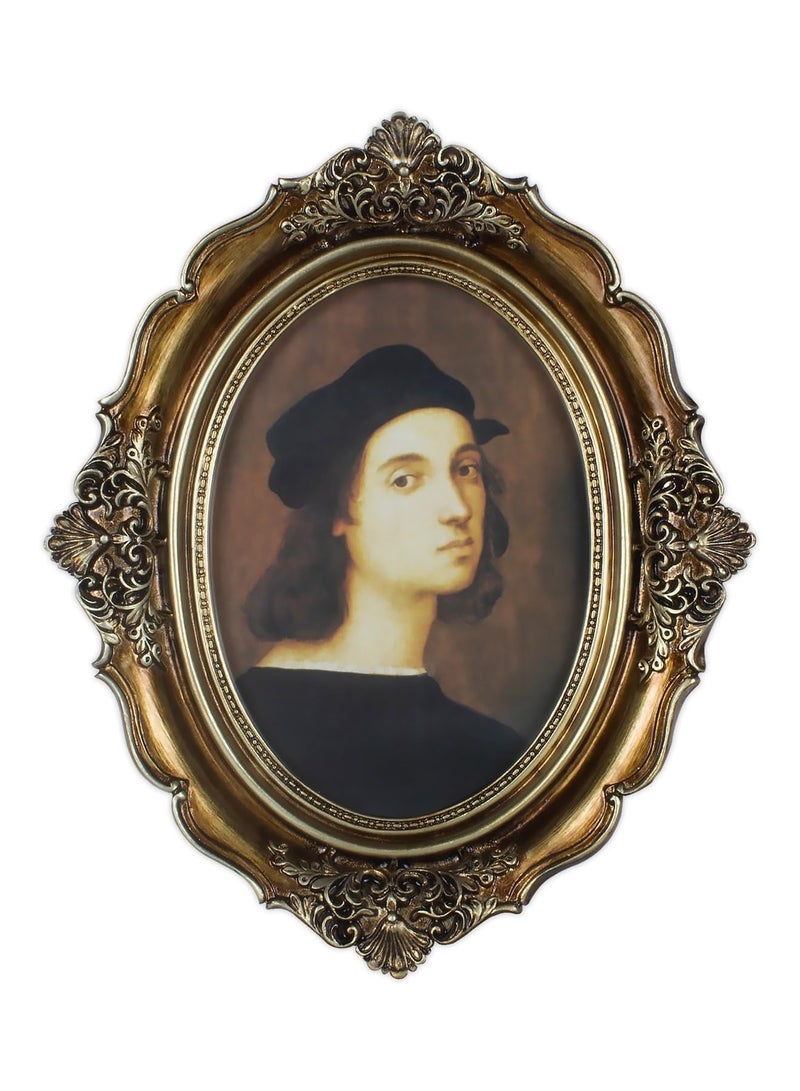 Antique Oval Picture Frame Vintage Photo Glass Front Tabletop or Wall Hanging Art Gallery Decor for Home Office Shop Store Decoration Festivals Gift Bronze Gold 4x6In - Image 1